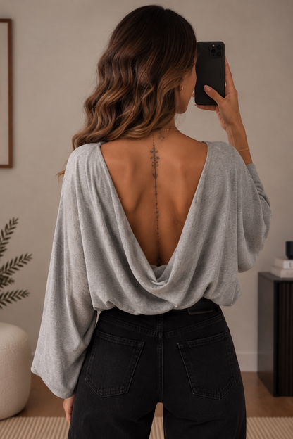 Blouse dos nu grise