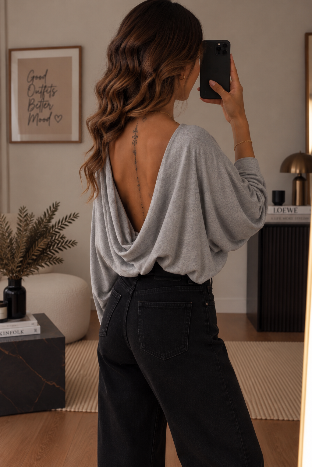 Blouse dos nu grise