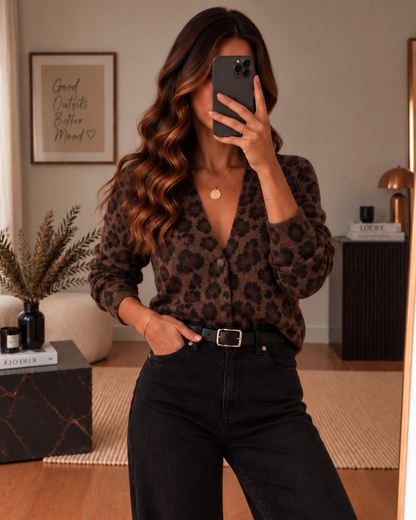 Gilet leopars Chocolat