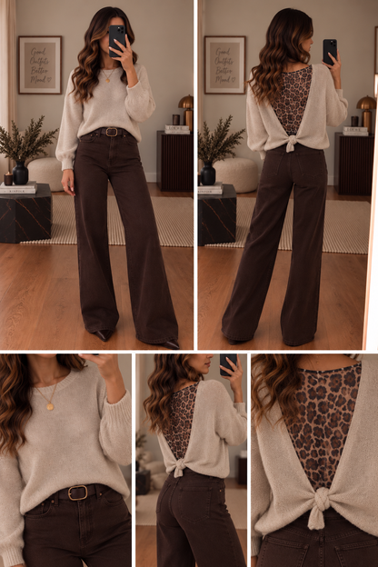 Pull Dos nu transparent Leopard