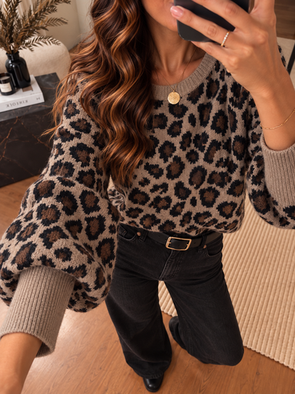 Pull Leopard manche resserréee