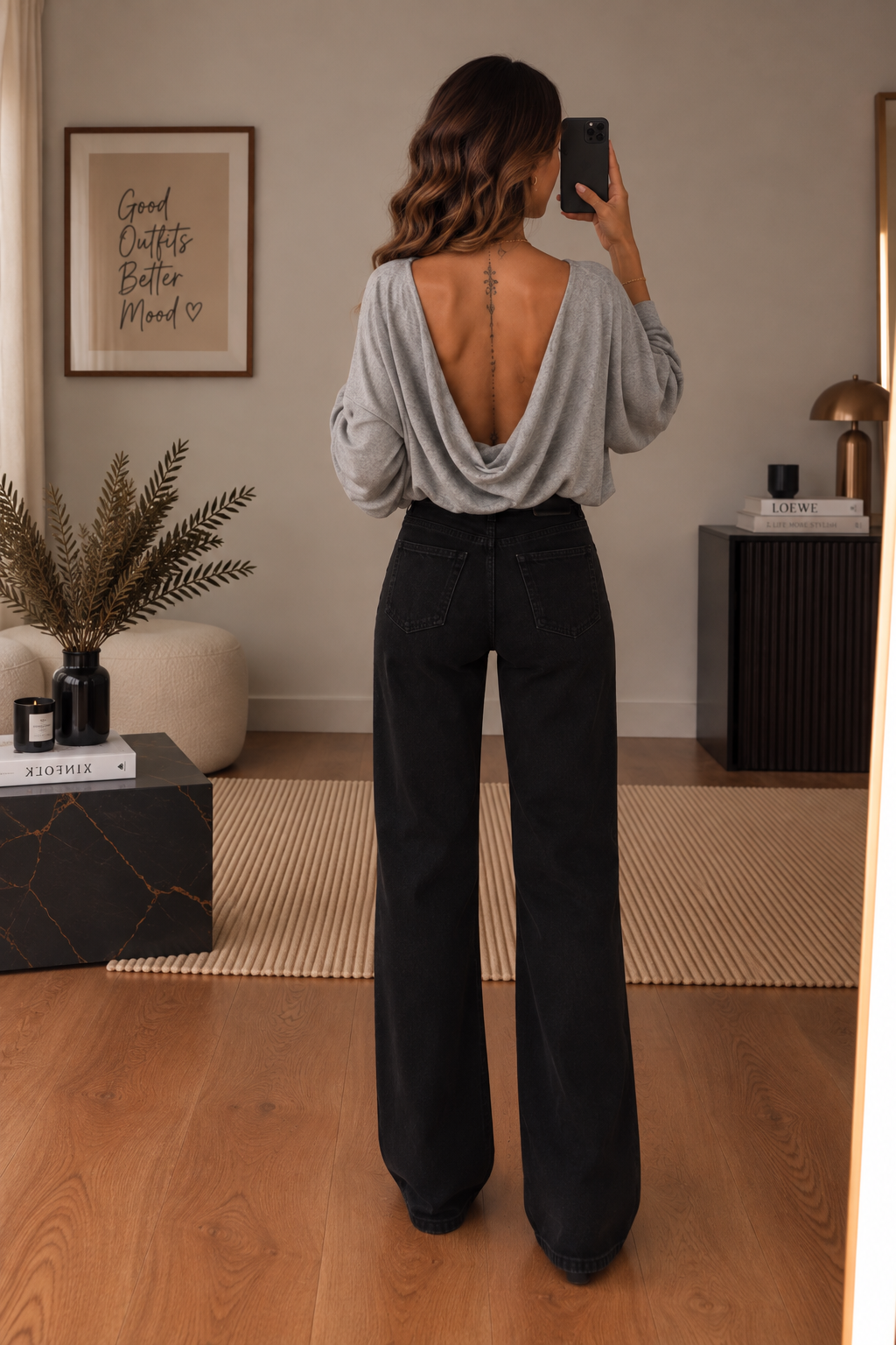 Blouse dos nu grise