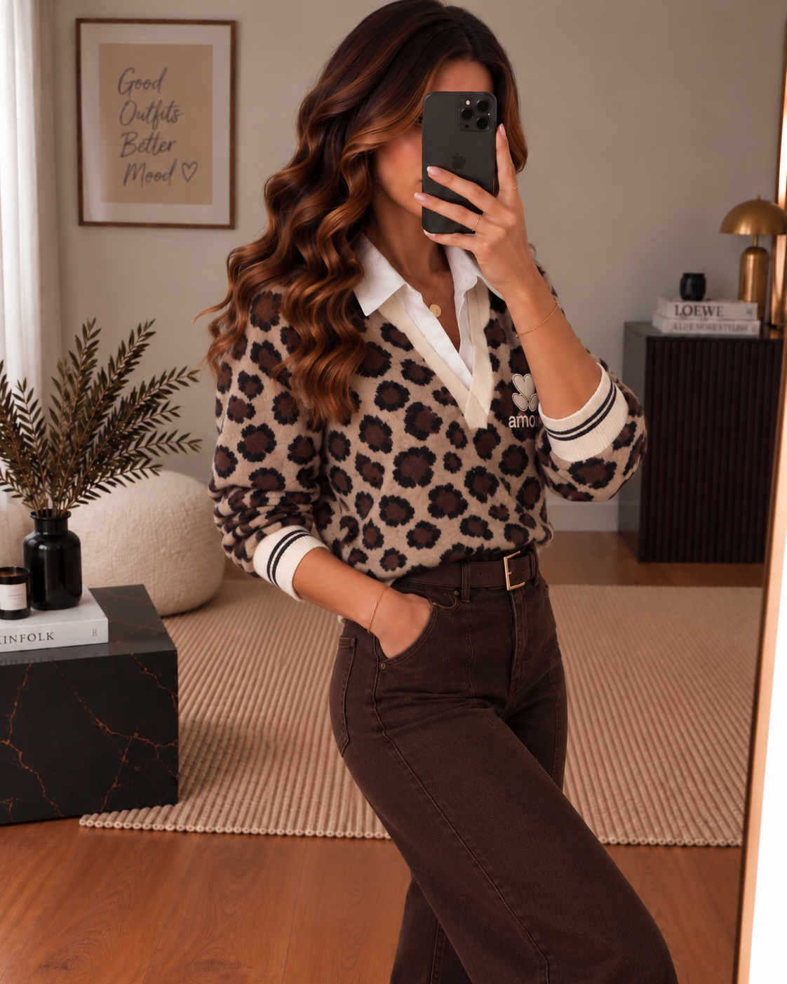 Pull Col Chemise Leopard