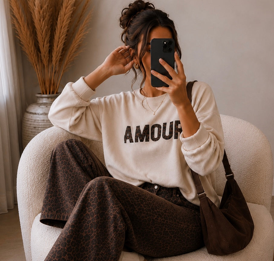 Sweat amour beige
