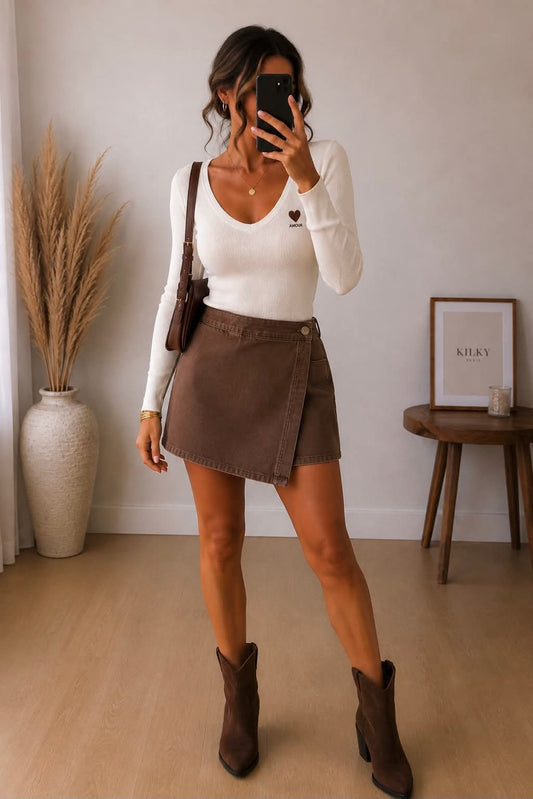 Jupe short chocolat