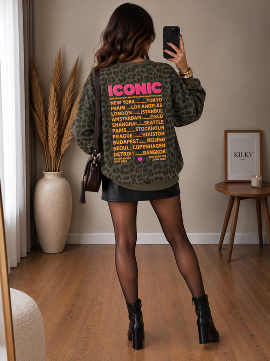 Sweat iconic fin kaki