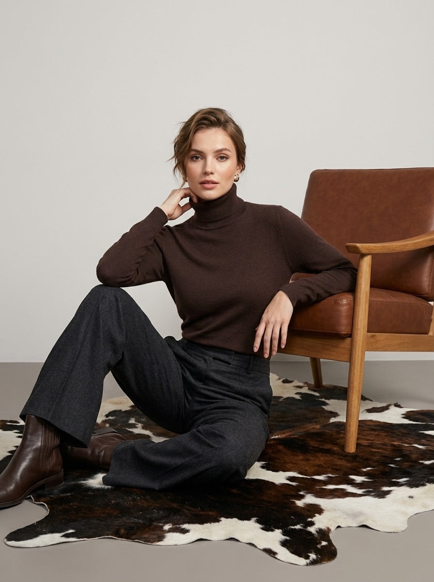 Pull col roulé Chocolat