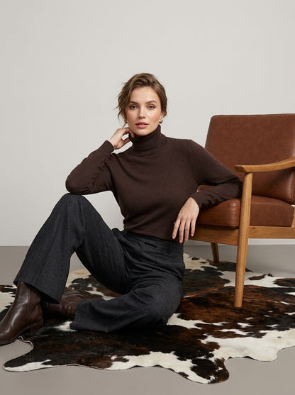 Pull col roulé Chocolat