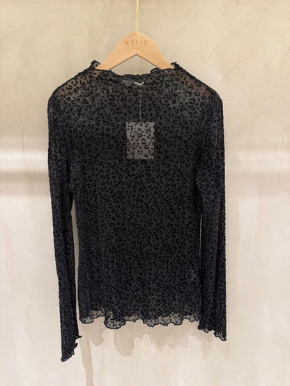 Blouse Transparente Leopard Noir