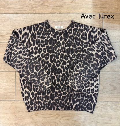 Pull Leopard Gris Noir